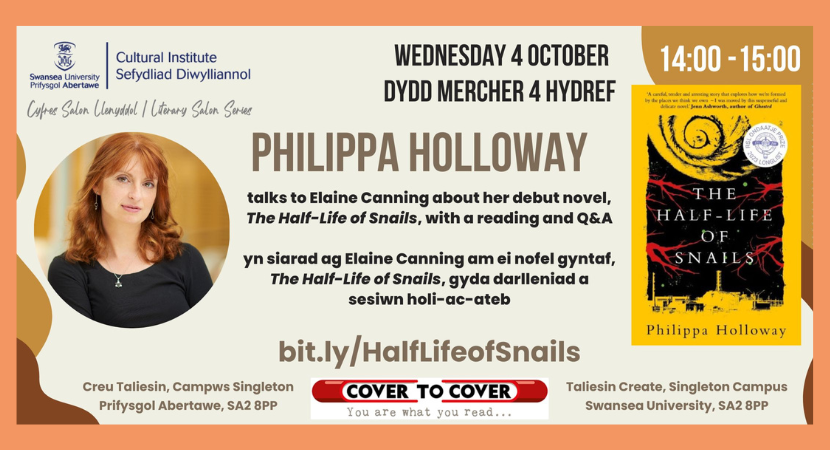 The Half-life of Snails – Philippa Holloway talking to Elaine Canning, with a reading and Q&A