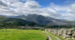 A picture of scenery in Bethesda with mountains in the background